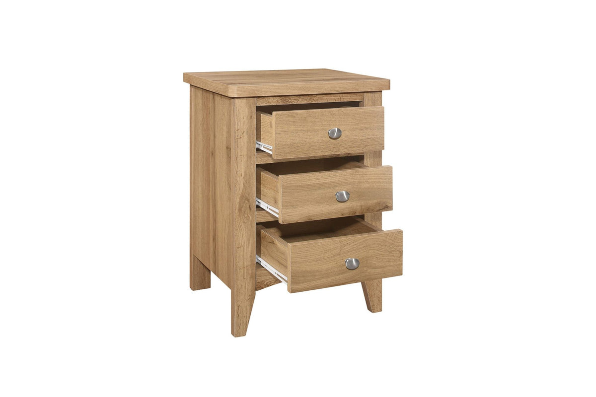 Havencrest 3 Drawer Bedside Oak - Pair