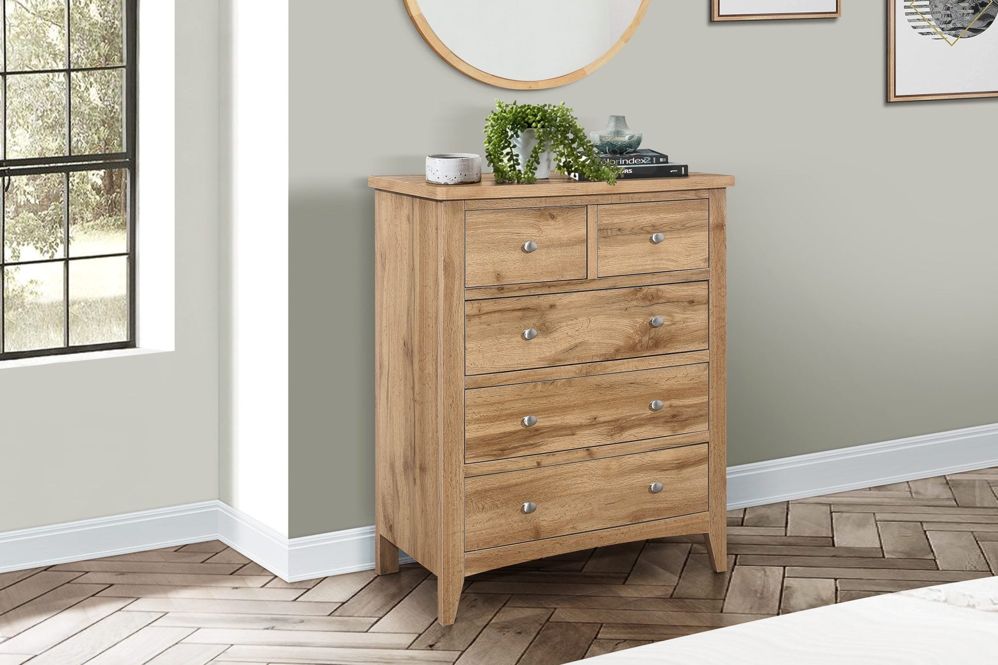 Havencrest 3+2 Drawer Chest Oak