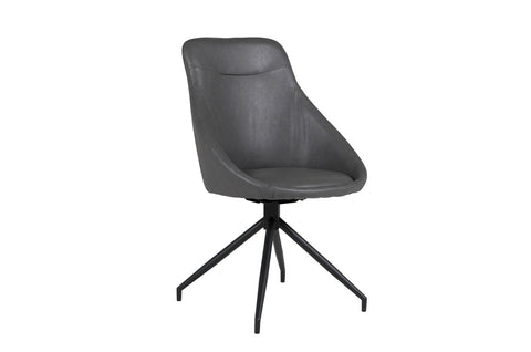 Flacon Grey Leather Swivel Dining Chair