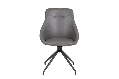 Flacon Grey Leather Swivel Dining Chair - Front View