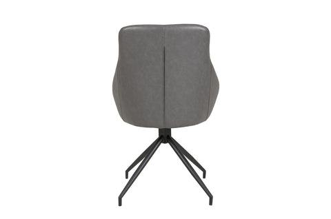 Flacon Grey Leather Swivel Dining Chair - back View