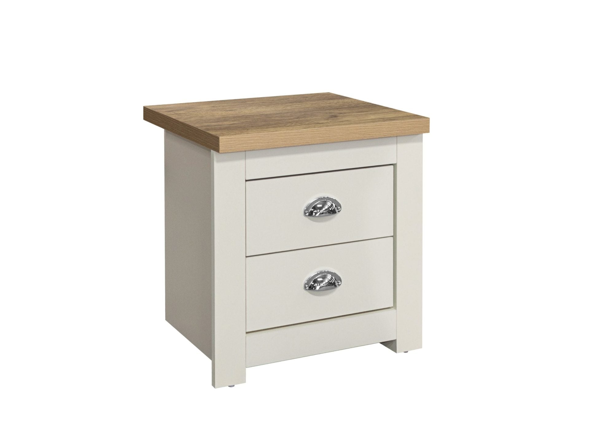 Hillcrest 2 Drawer Bedside Cream & Oak Effect - Pair