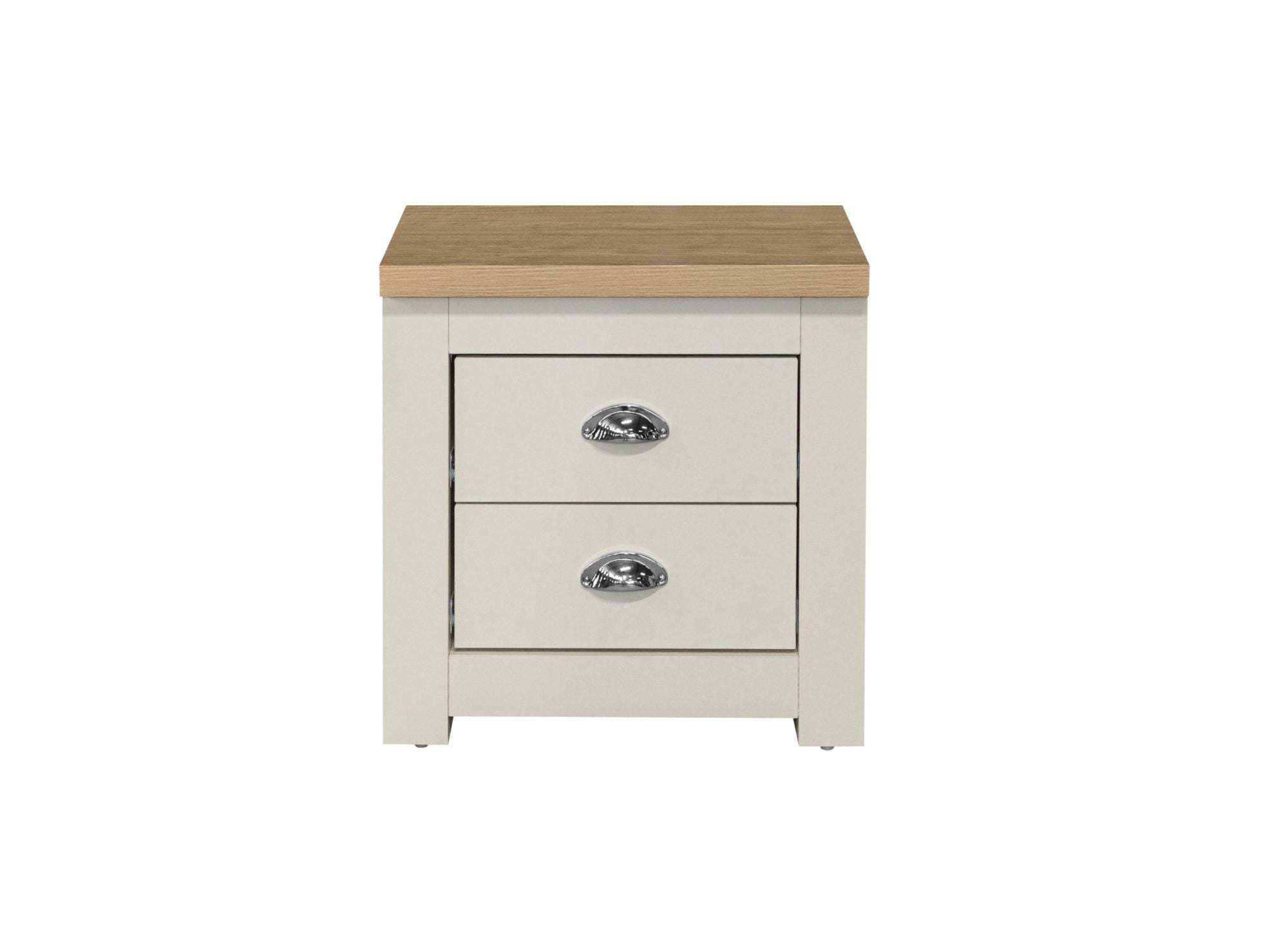 Hillcrest 2 Drawer Bedside Cream & Oak Effect - Pair