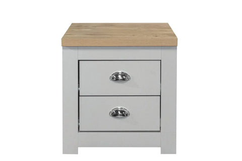 Hillcrest 2 Drawer Bedside Grey & Oak Effect - Pair