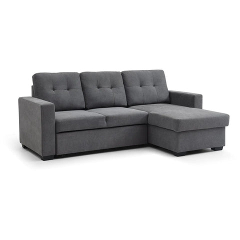 Hampshire Natural Textured Weave Fabric Corner Sofa Bed. Available in Grey, Navy and Natural - Grey Sofabed