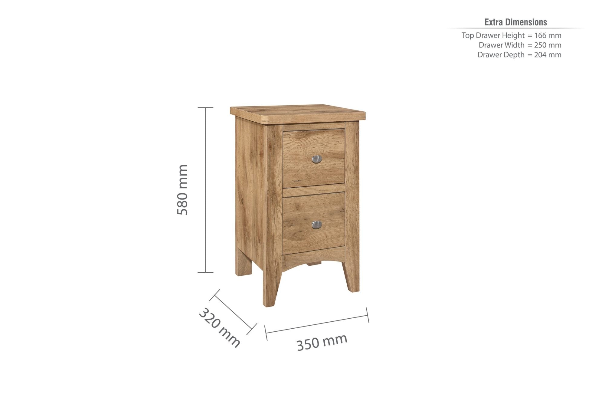 Havencrest 2 Drawer Bedside Oak - Pair