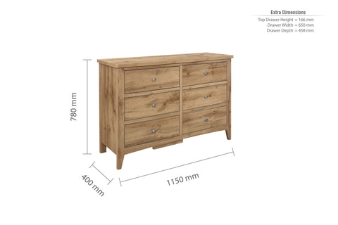 Havencrest 6 Drawer Chest Oak