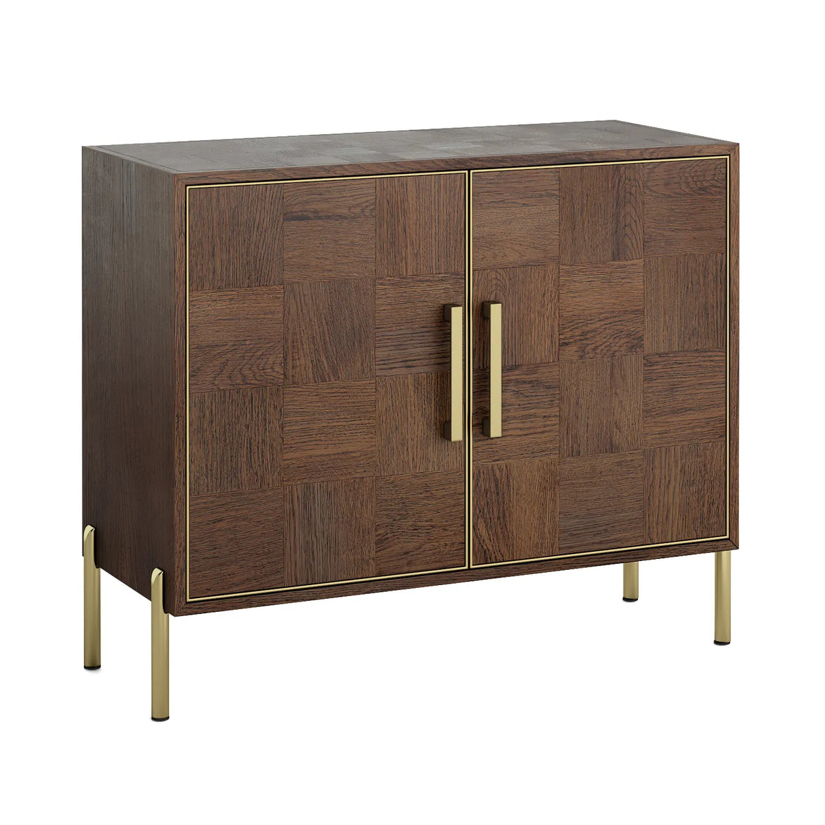 Hemingway Mahogany Oak and Gold 2 Door Sideboard, also available in 3 and 4 door