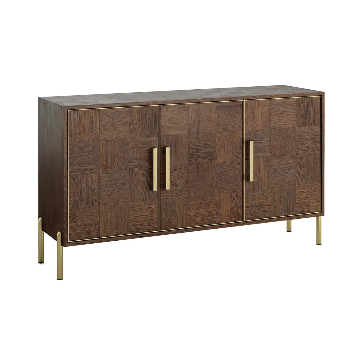 Hemingway Mahogany Oak and Gold 3 Door Sideboard, also available in 2, 3 and 4 door sideboard