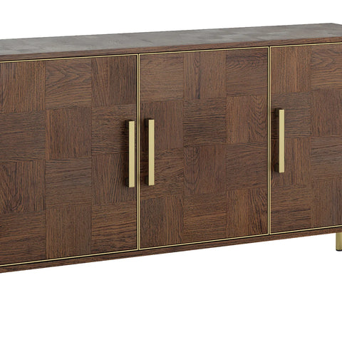 Hemingway Mahogany Oak and Gold 3 Door Sideboard, also available in 2, 3 and 4 door sideboard - Close UP of Gold Door Handles