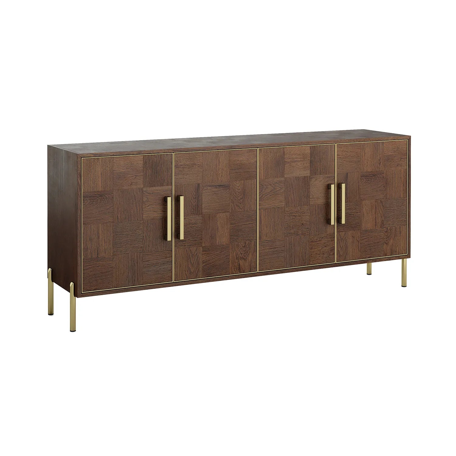 Hemingway Mahogany Oak and Gold 4 Door Sideboard, also available in a 2 and 3 door sideboard