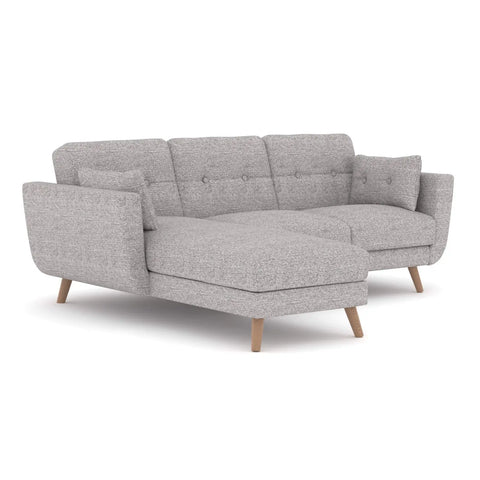 Hestia Grey Soft Touch Fabric LHF Corner Sofa Bed in stylish corner design with wooden legs - Main Image