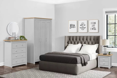 Hillcrest 2 Drawer Bedside Grey & Oak Effect - Pair