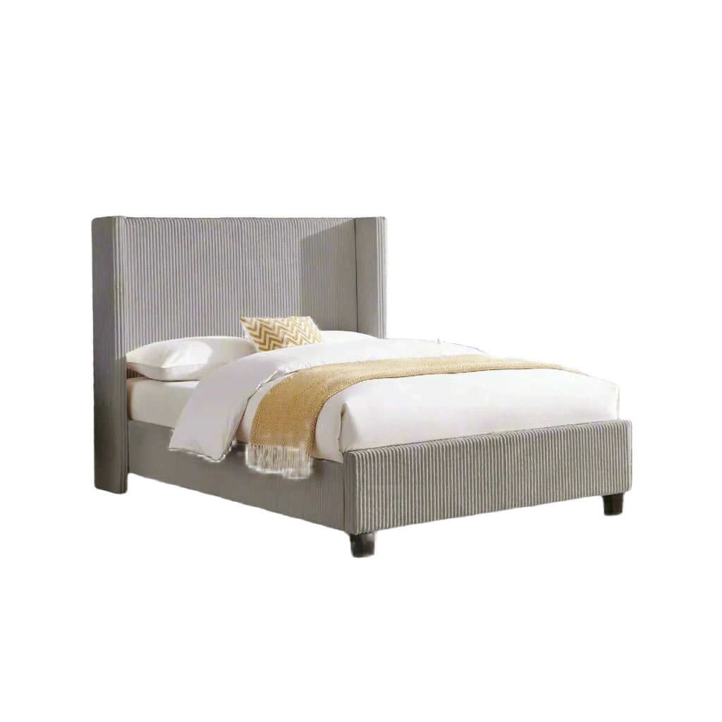 Howe Natural Upholstered Bed With Wingback Headboard