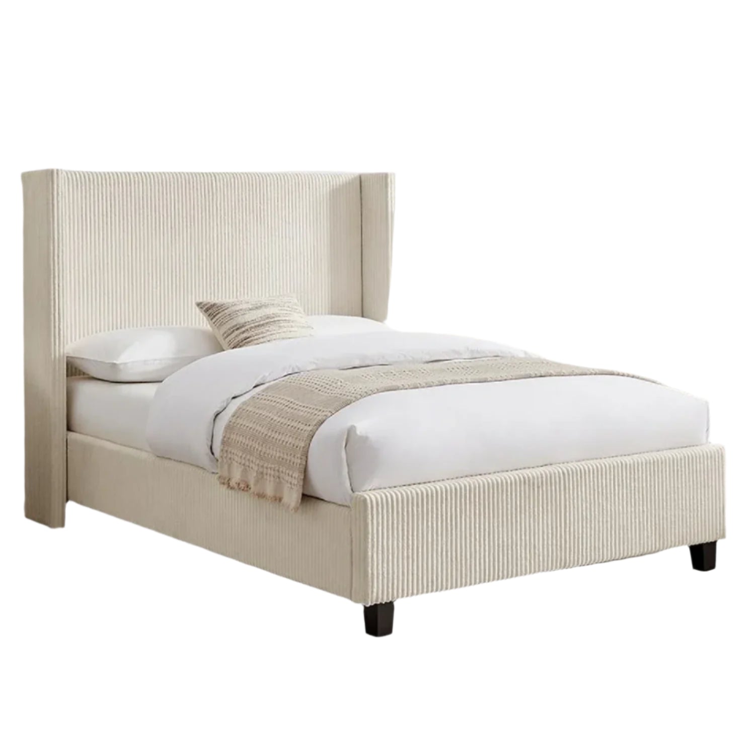 Howe Natural Upholstered Bed With Wingback Headboard