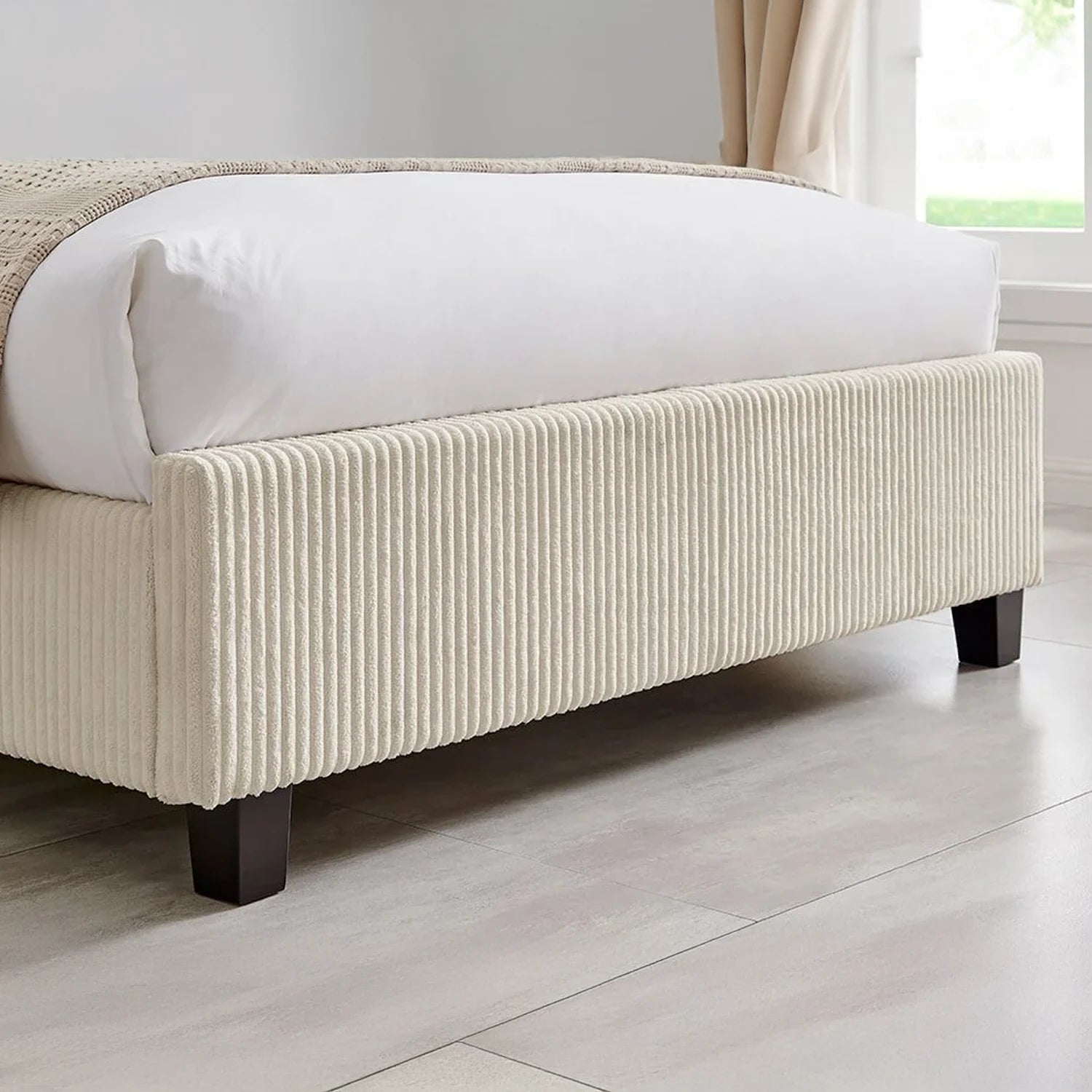 Howe Natural Upholstered Bed With Wingback Headboard