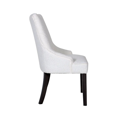 Iconic Ivory Boucle Fabric Upholstered Set of 6 Dining Chairs, also available in set of 4 - Side View of Chair  