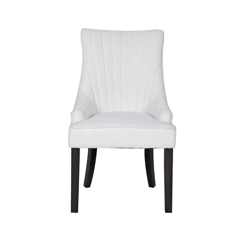 Iconic Ivory Boucle Fabric Upholstered Set of 6 Dining Chairs, also available in set of 4 - Front of Chair