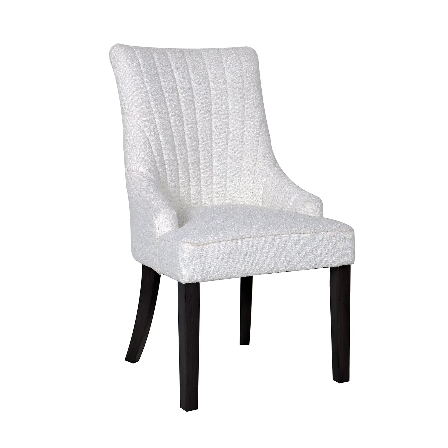 Iconic Ivory Boucle Fabric Upholstered Set of 6 Dining Chairs