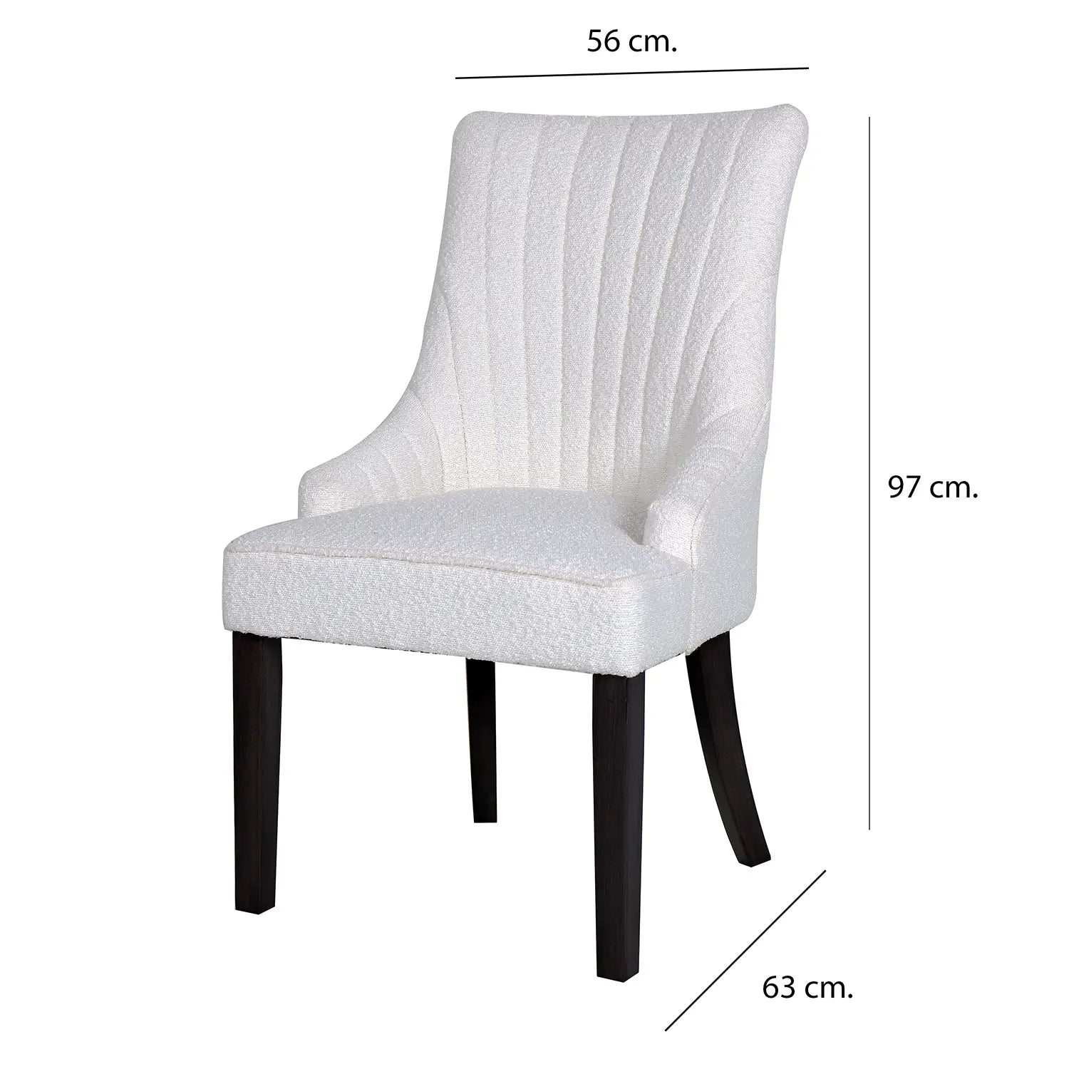 Iconic Ivory Boucle Fabric Upholstered Set of 6 Dining Chairs