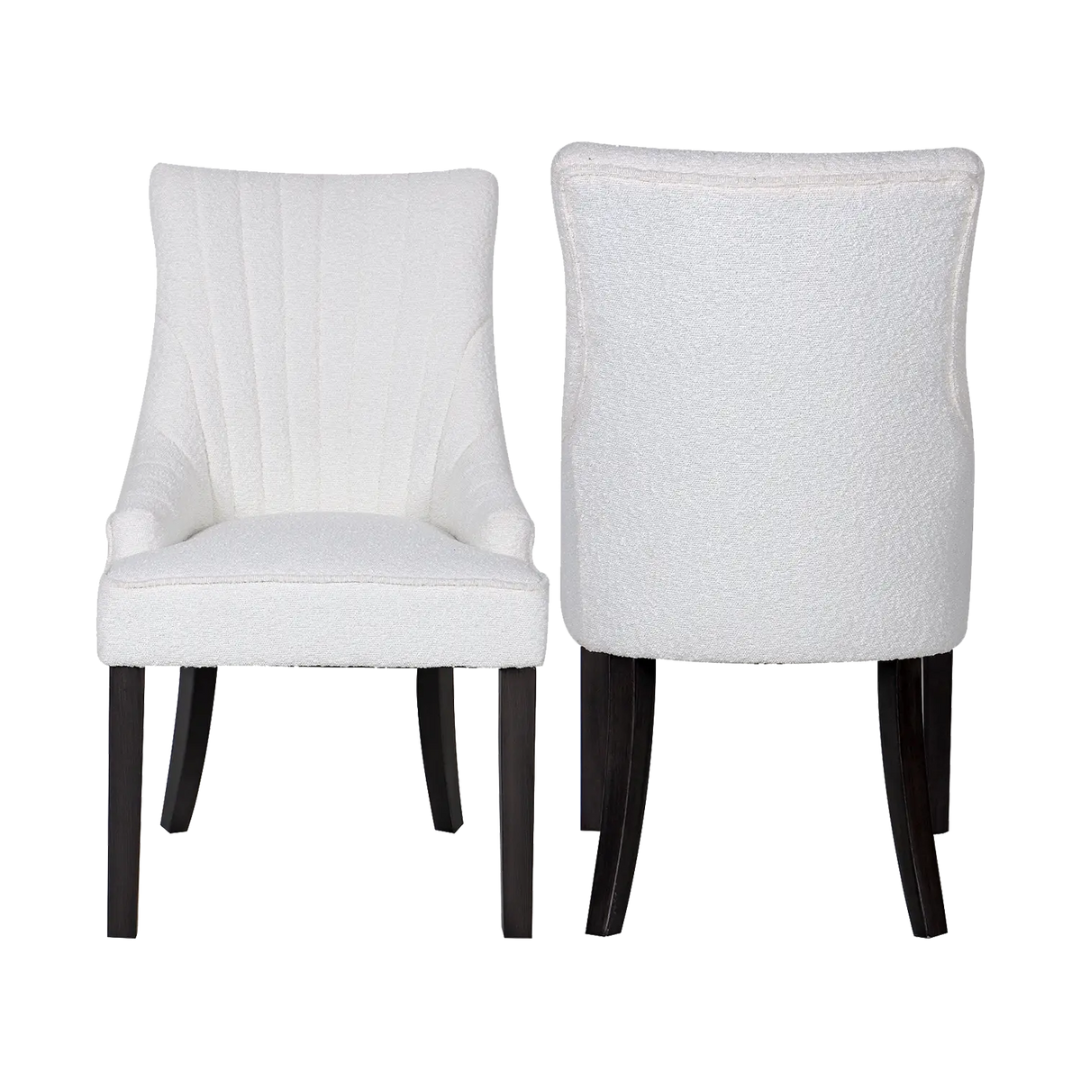 Set of 4 Iconic Ivory Boucle Fabric Upholstered Dining Chairs, also available in set of 6 - Main Image 