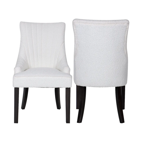 Set of 4 Iconic Ivory Boucle Fabric Upholstered Dining Chairs, also available in set of 6 - Main Image 