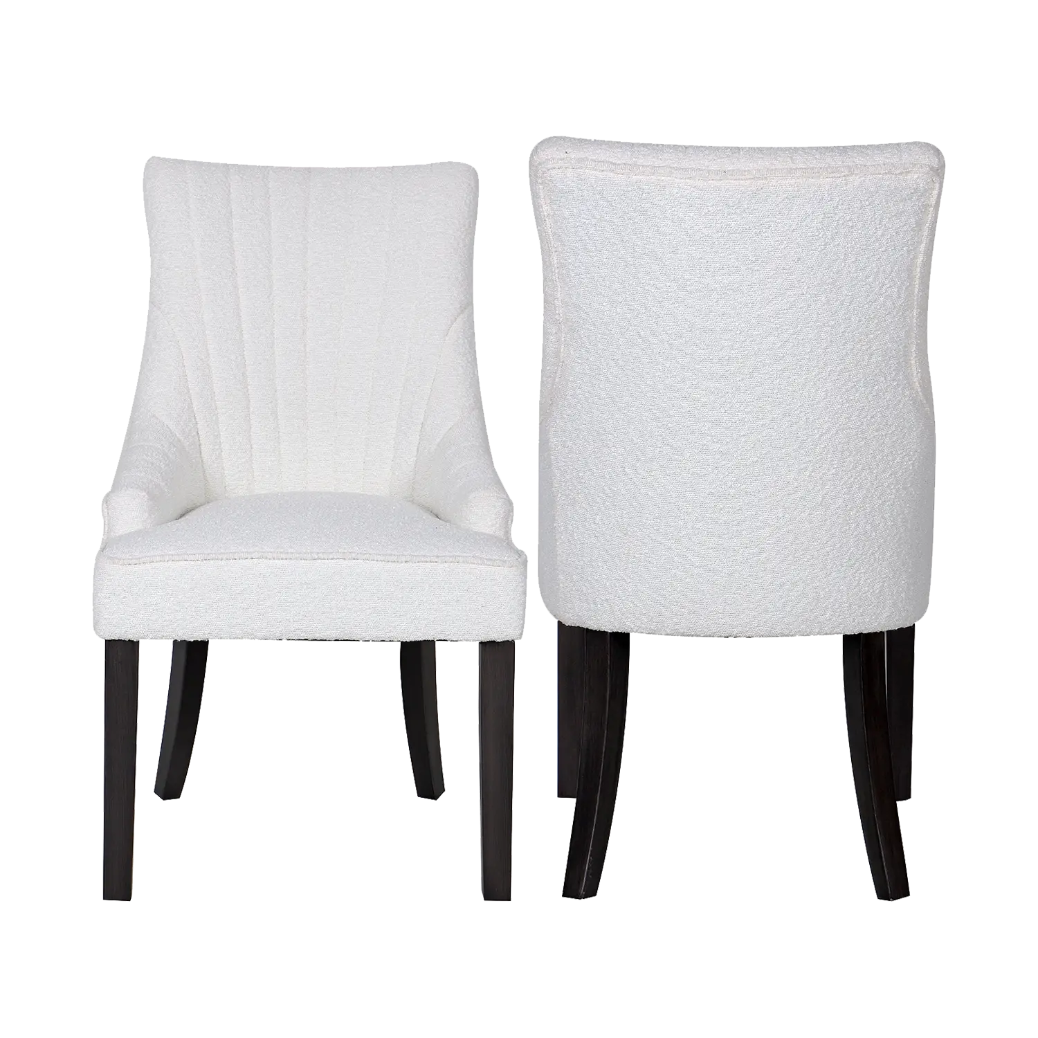 Iconic Ivory Boucle Fabric Upholstered Set of 6 Dining Chairs