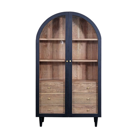 Iconic Designer Light Oak 2 Door Glass Cabinet - Front View