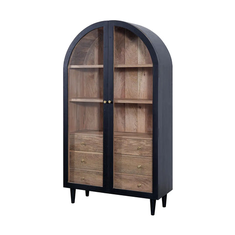 Iconic Designer Light Oak 2 Door Glass Cabinet - Angled View