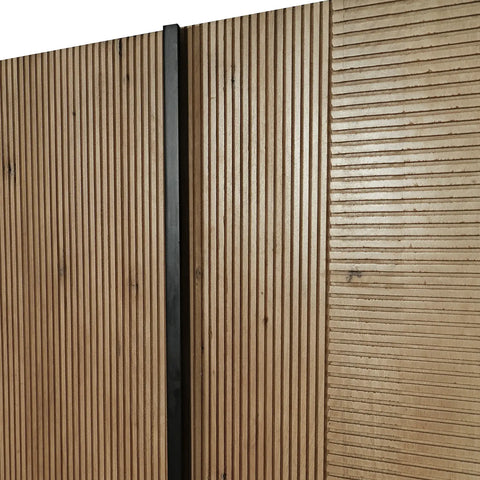 Iconic Designer Light Oak 2 Door Tall Cabinet - Close Up Detail of Mango Wood