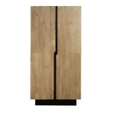 Iconic Designer Light Oak 2 Door Tall Cabinet - 2 Door Cabinet Image