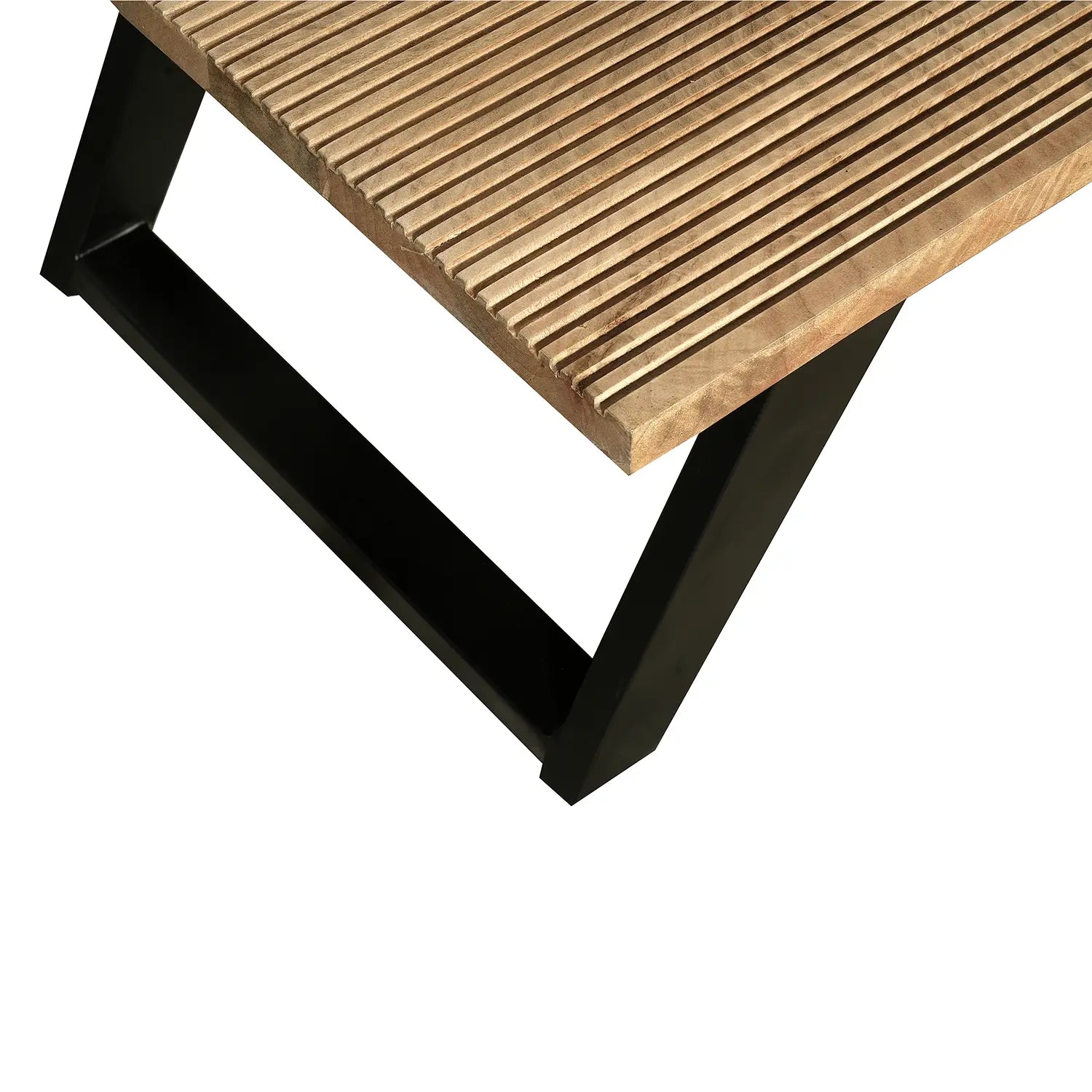 Iconic Designer Light Oak Coffee Table With Black Metal U Shape Legs