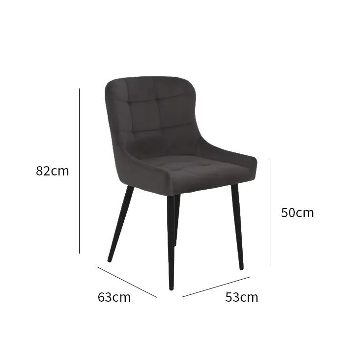 Set of 4 Kos Velvet Dining Chair - Black