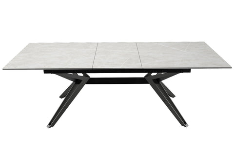 Falcon Light Grey Sintered Stone Dining Table Set - Extended View Front