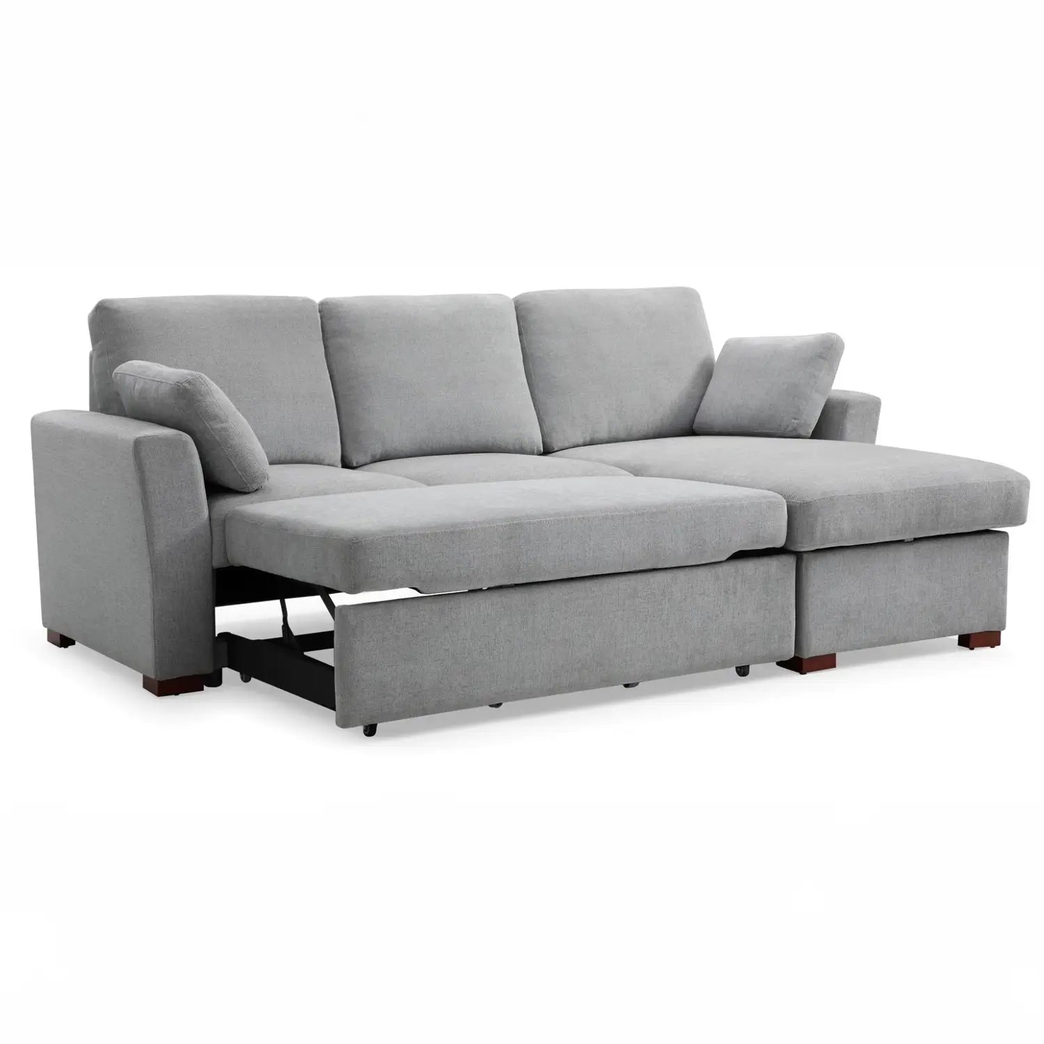 SereneDream Soft Touch Light Grey Fabric Corner Sofa Bed