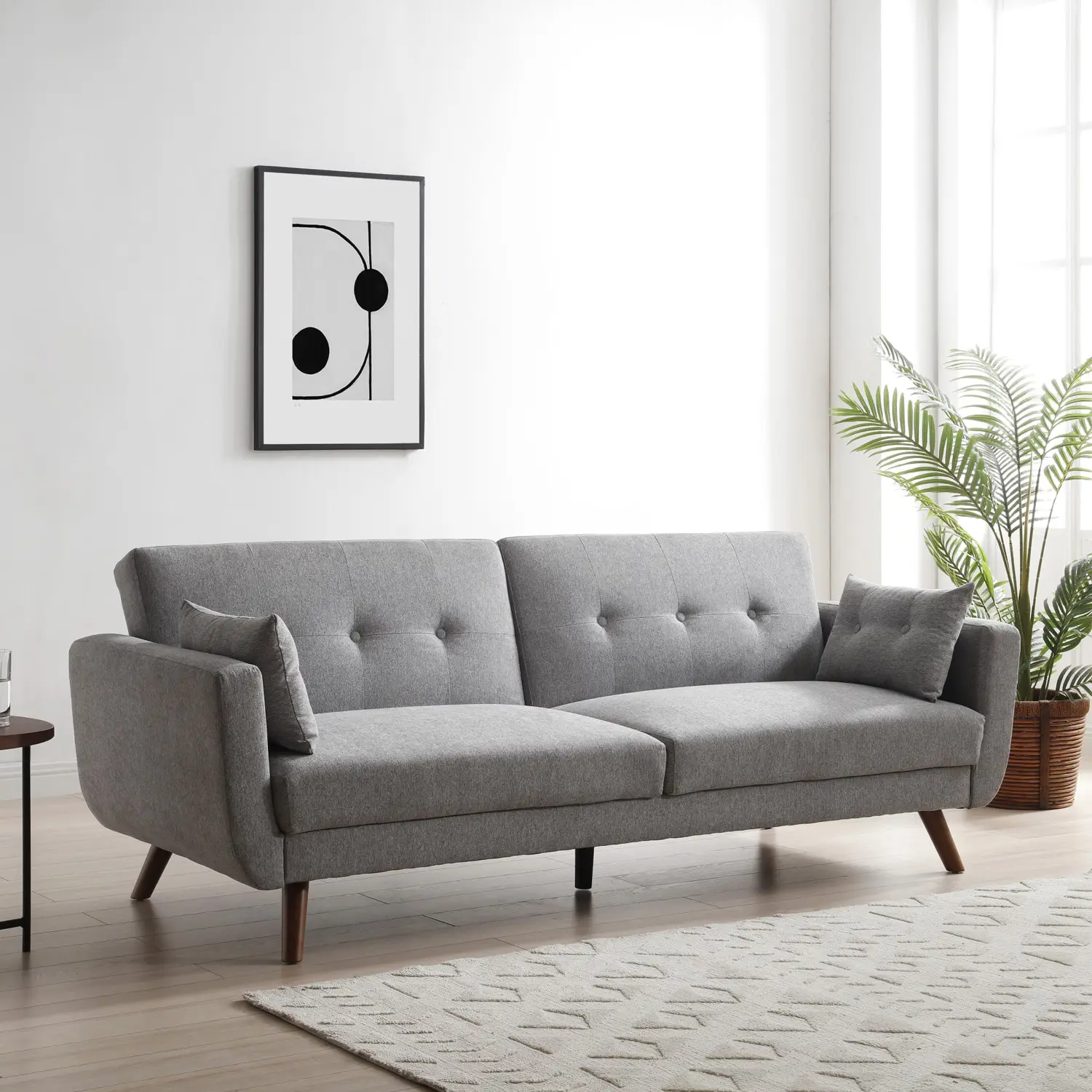 Hestia Grey Linen Fabric 3 Seater Sofa Bed