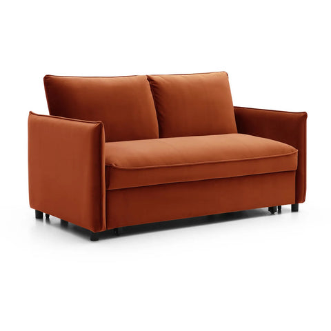 Claire Plush Velvet Burnt Orange Sofa Bed