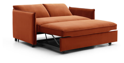 Claire Plush Velvet Burnt Orange Sofa Bed