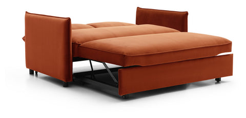 Claire Plush Velvet Burnt Orange Sofa Bed