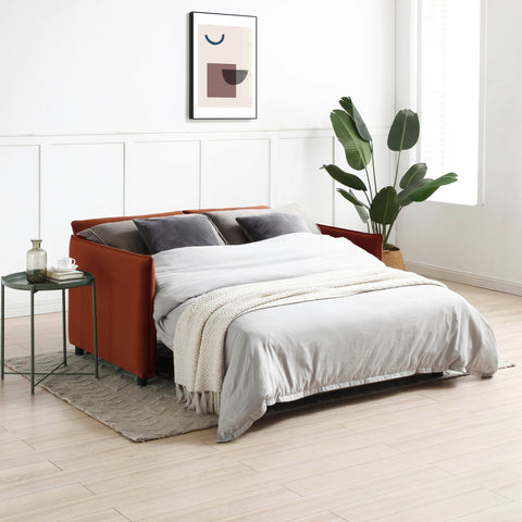 Claire Plush Velvet Burnt Orange Sofa Bed