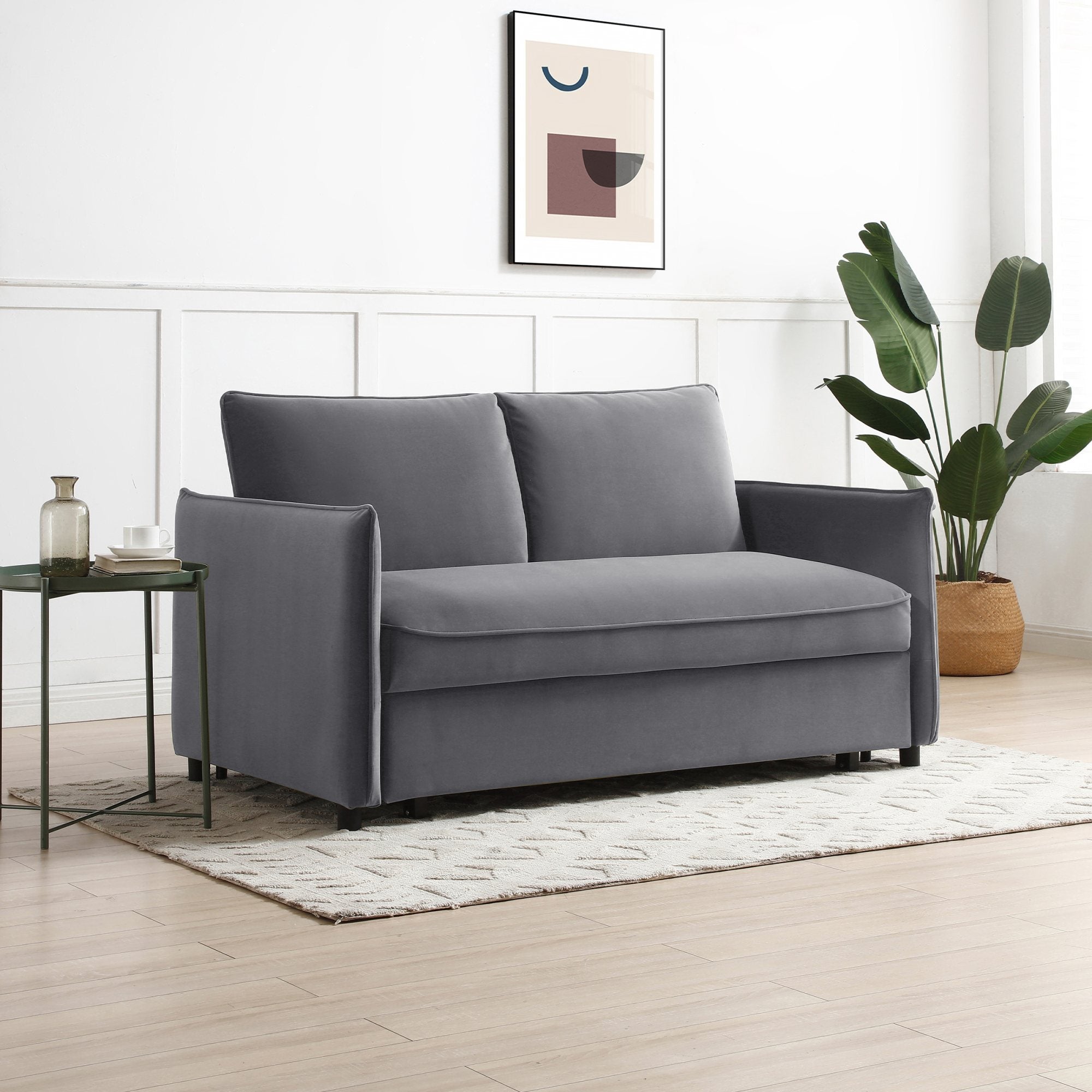 Claire Plush Velvet Grey Sofa Bed