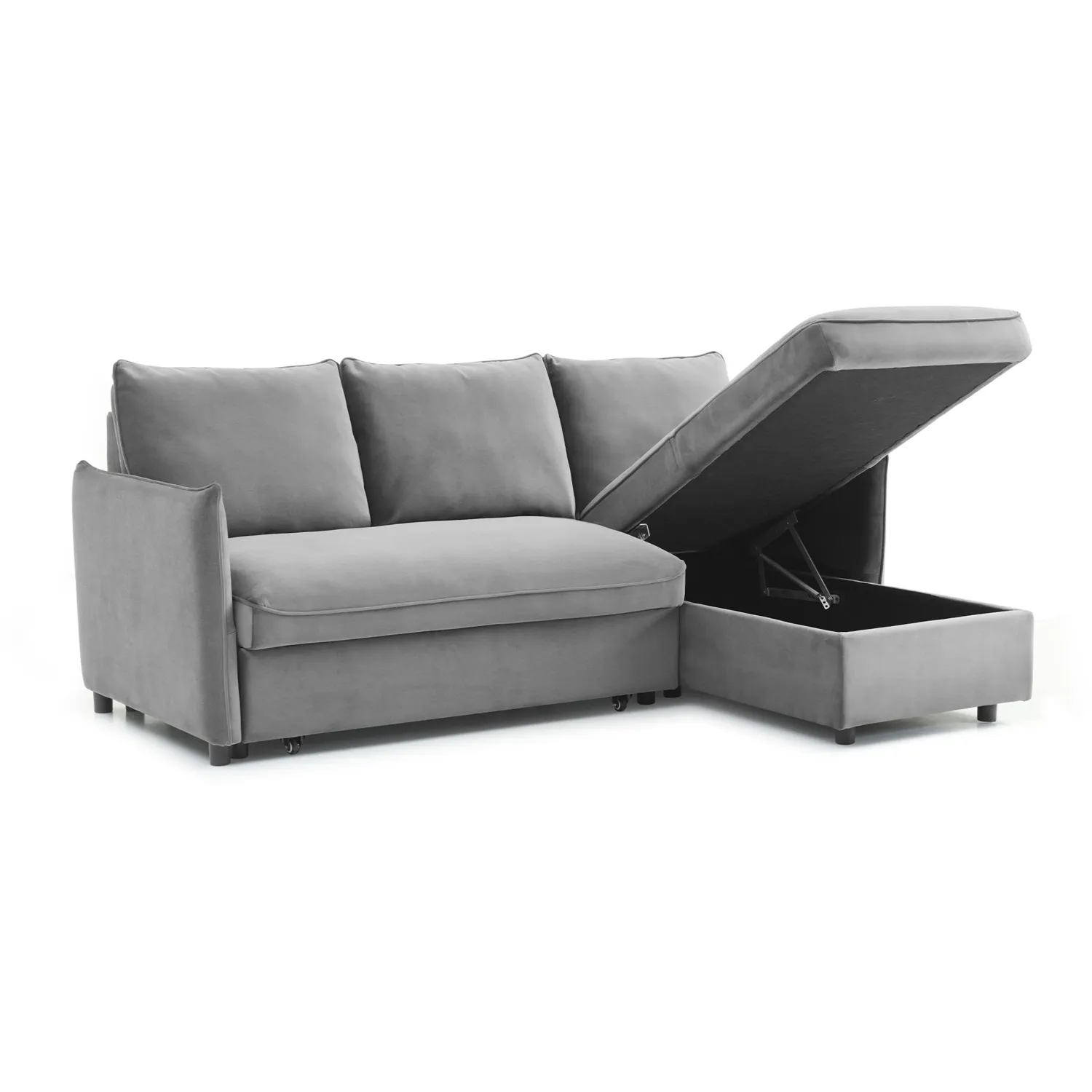 Claire Grey Velvet Fabric Corner Sofa Bed