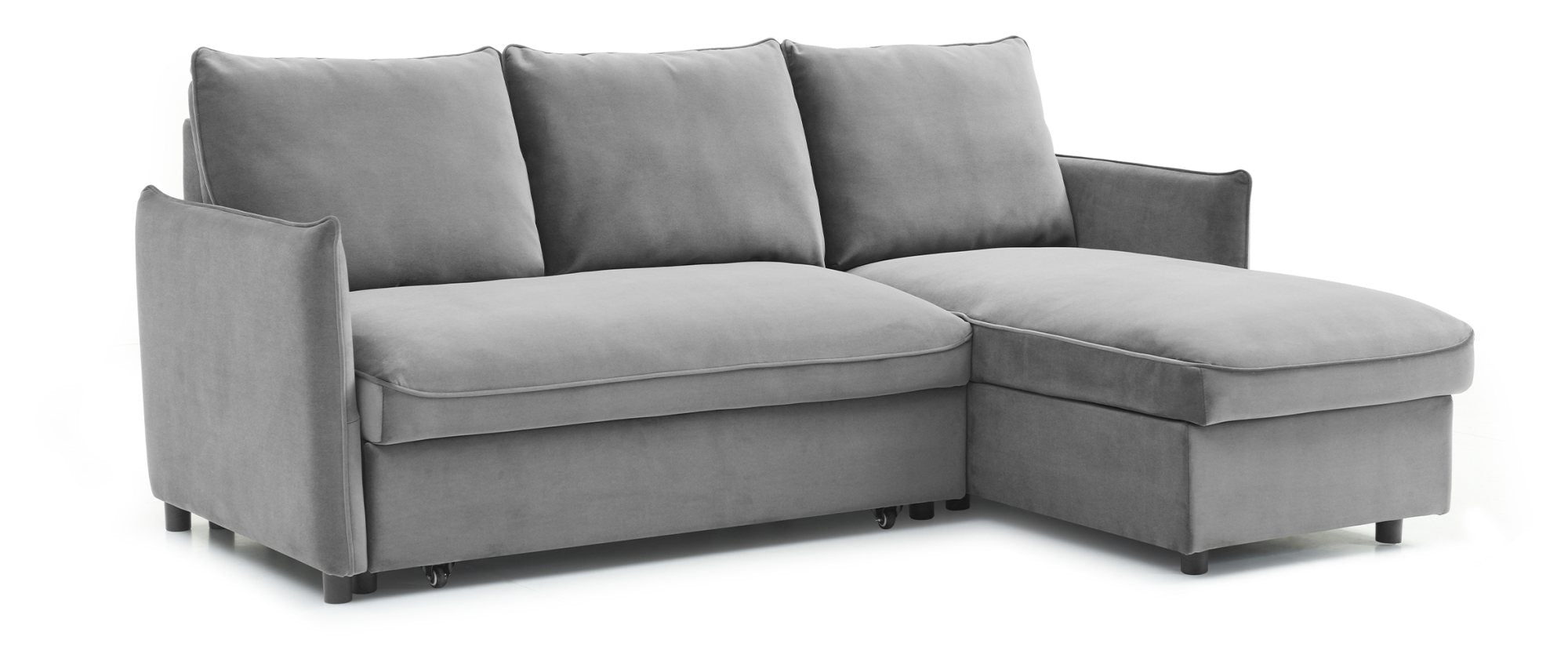 Claire Grey Velvet Fabric Corner Sofa Bed