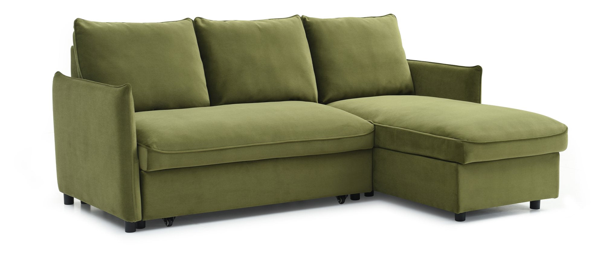 Claire Olive Velvet Fabric Corner Sofa Bed