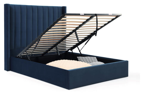 Linear Super King Ottoman Bed, Available in Ink, Grey and Grey Faux Wool - Ottoman Storage Image Ink Ottoman