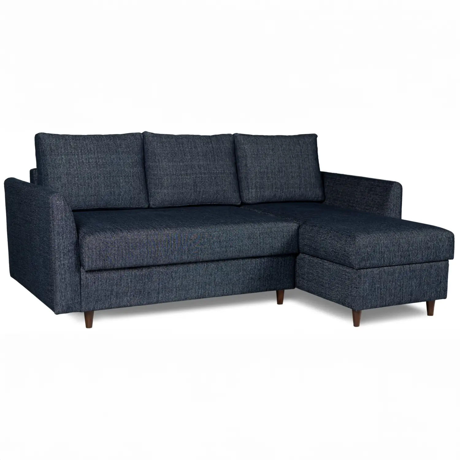 Metis Navy Textured Weave Fabric Upholstered Corner Sofa Bed