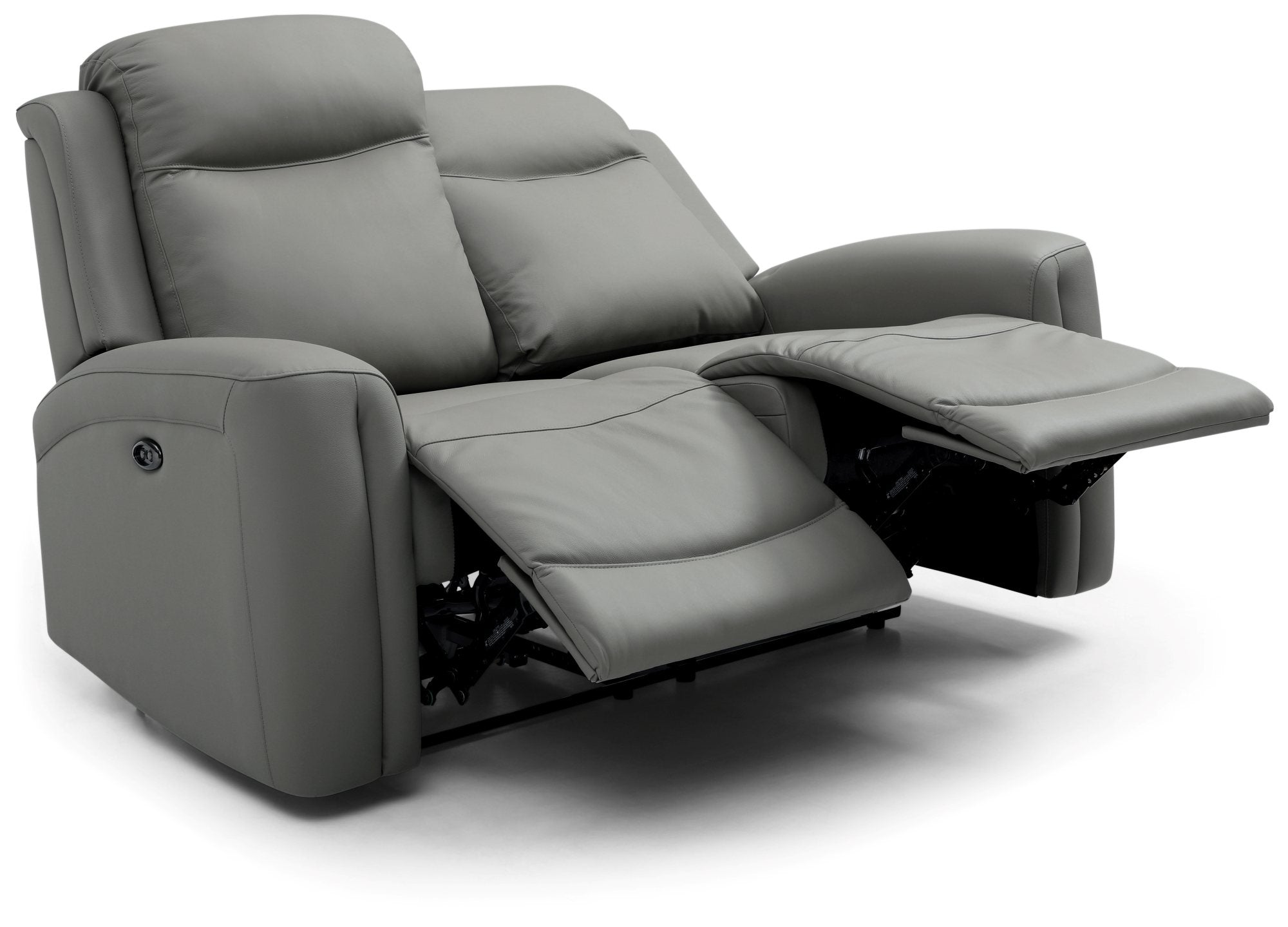 Bentley 2 Seater Grey Leather Electric Recliner Sofa