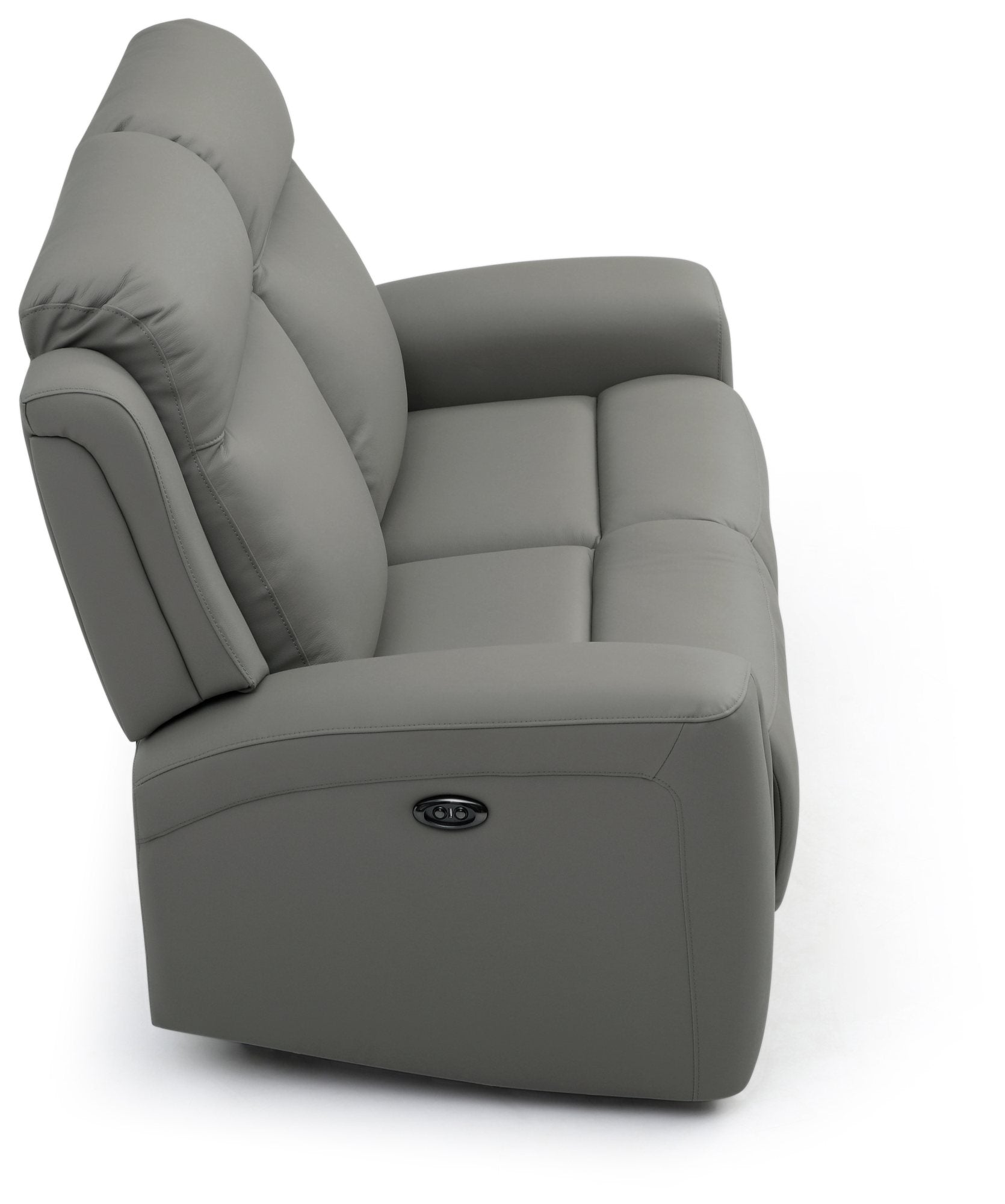 Bentley 2 Seater Grey Leather Electric Recliner Sofa