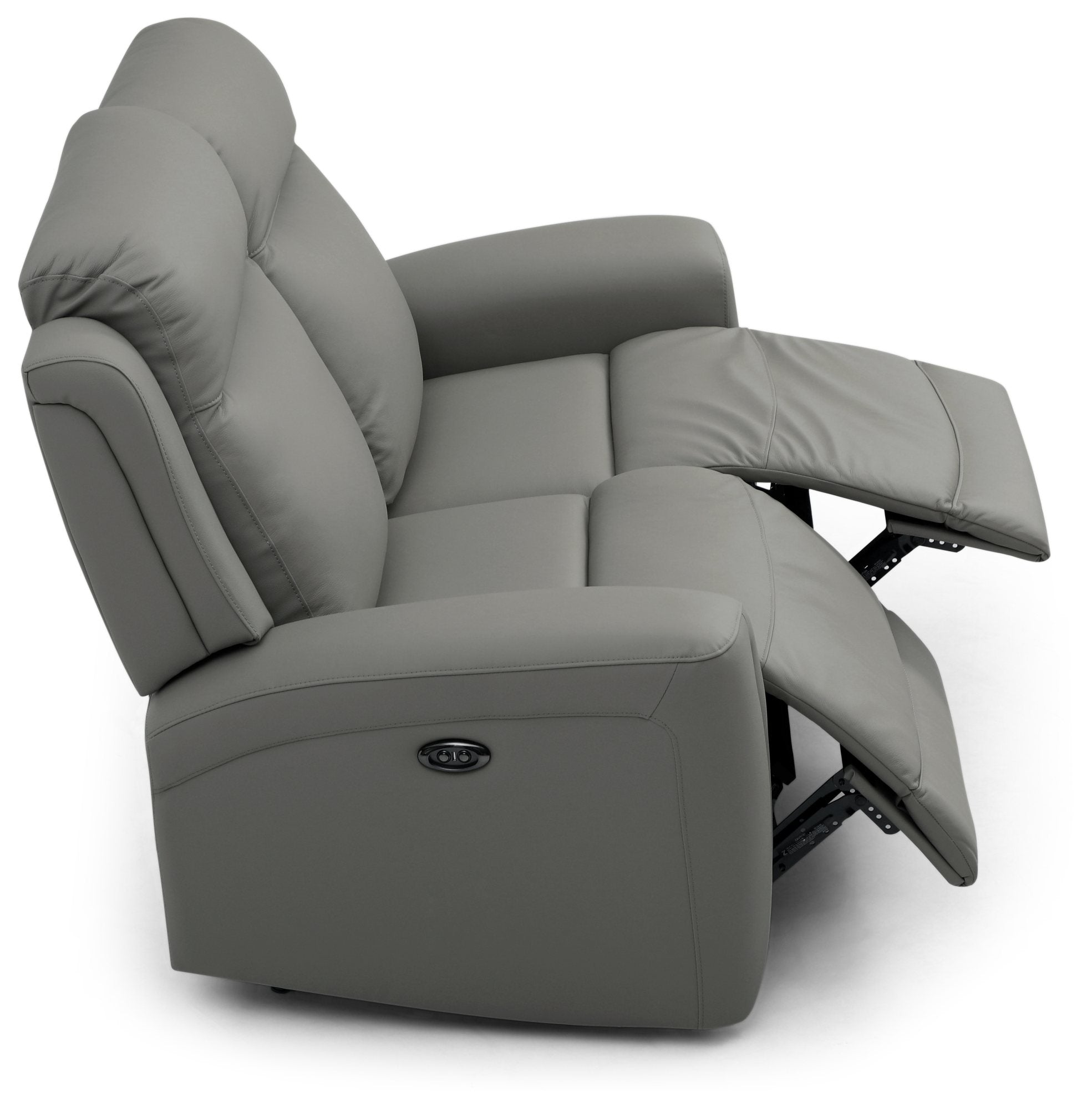 Bentley 2 Seater Grey Leather Electric Recliner Sofa