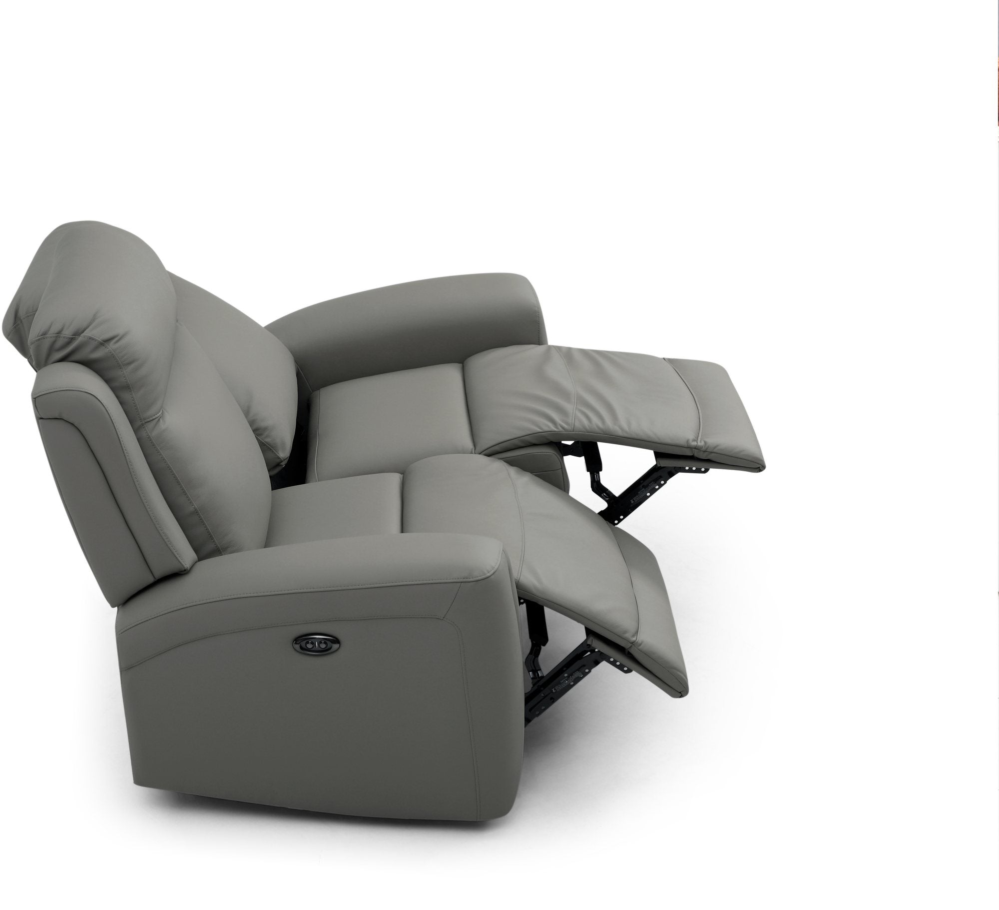 Bentley 2 Seater Grey Leather Electric Recliner Sofa